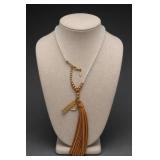 Chicos Beaded Tassel Necklace