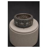 Sterling Silver Dotted Pattern Ring Size 7.5
