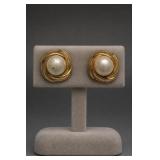 Marvella Faux Pearl Gold Tone Clip-On Earrings