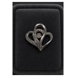 Zales Sterling Silver Double Heart Pendant