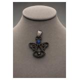 Avon Sterling Silver Angel Pendant Blue Glass
