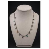 Sterling Silver Multicolor Dangle Bead Necklace