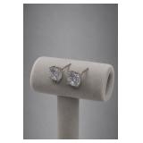 Pair Sterling Silver Cubic Zirconia Stud Earrings