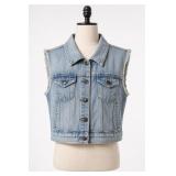 CHIOLE Denim Vest With Lace Back, Size M