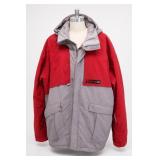 Burton XL Red Gray Hooded Jacket, 100% Polyester