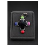 Sterling Silver Multicolor Cross Pendant