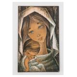 Signed Colloro Madonna And Child Board Print