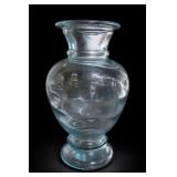 Aqua Glass Pedestal Vase