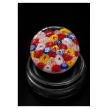 Millefiori Art Glass Paperweight On Stand