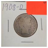 1908-D Barber Quarter Silver