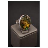 Sterling Silver Amber Ring