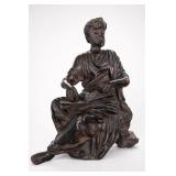 Metal Seated Bearded Figure Statue