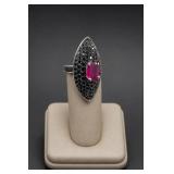 Rarities Sterling Silver Ruby & Black Spinel Ring