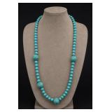 Sterling Silver Turquoise Beaded Necklace 40in