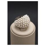 18KGE Pearl Cluster Ring Size 9