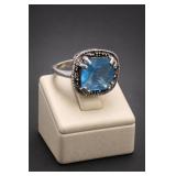 Sterling Silver Blue Topaz Ring Size 7