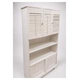 White Louvered Hutch Cabinet