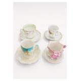 Mixed Decorative Cup & Saucer Sets, 4 Sets