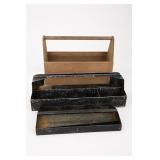 Vintage Wood Tool Caddy & Metal Toolbox