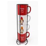 Fall Gnome Stackable 4-Mug Set With Rack