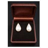 14K Gold Mabe Pearl Teardrop Earrings