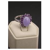 Sterling Silver Lavender Jade & Amethyst Ring