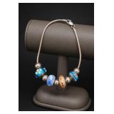 Sterling Silver Lampwork Glass Bead Bracelet