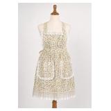 Floral Print Lace Trim Apron