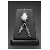 Southwest Sterling Silver Feather Pendant