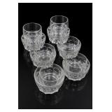 Six Clear Pressed Glass Bowls Set