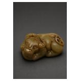 Chinese Carved Reclining Beast Figure