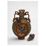 Chinese Inlaid Painted Snuff Bottle With Stopper