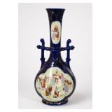 Victorian Cobalt Blue Hand-Painted Urn Vase