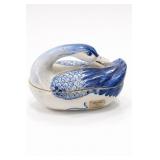 Handmade Thailand Blue-White Swan Lidded Dish
