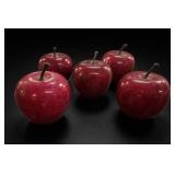 Red Marble Apple Paperweight Set Of 5