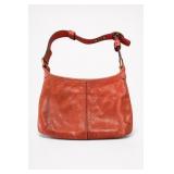 Coach Leather Shoulder Bag With Plaid Lining