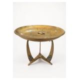 Mid Century Footed Brass Bowl With Textured Design