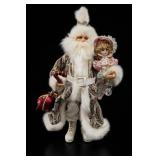 Santa And Girl Doll Holiday Figurine Pair