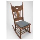 Carved Wooden Rocking Chair & Dog Figure