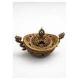 Chinese Brass Dragon Incense Burner With Lid