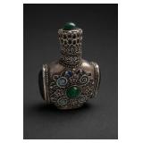 Chinese Cloisonné-Style Snuff Bottle With Stopper
