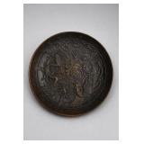 Chinese Bronze Dragon Phoenix Relief Plate