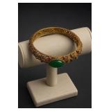 Ornate Filigree Green Cabochon Bangle