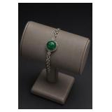 Jade Bracelet w/ Green Cabochon & Accent Stones