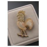 Trifari Strutting Rooster Rhinestone Brooch