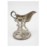 Silverplate Tilting Gravy Boat On Ornate Stand