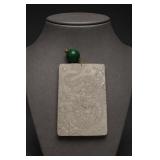 Chinese White Jade Dragon Phoenix Pendant