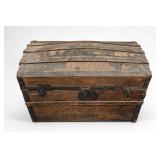 Antique Steamer Trunk With Bird Illustrations