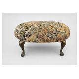 Floral Upholstered Queen Anne Style Footstool