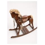 Vintage Wooden Rocking Horse With Saddle